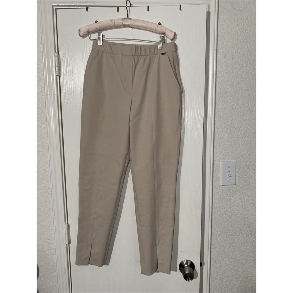 St. John Beige Slim Cropped Trousers Size 4 Made in USA Luxury EUC